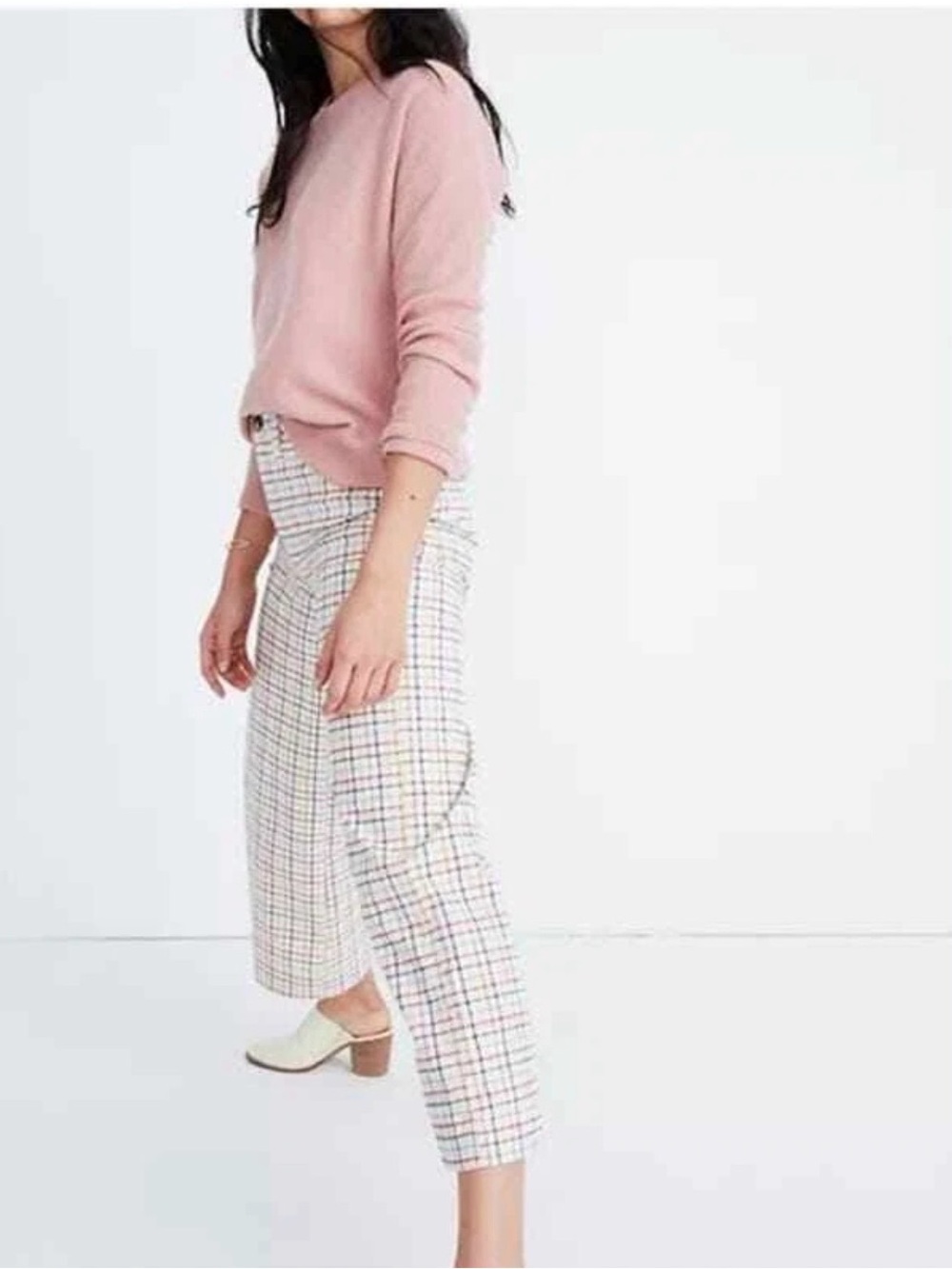 Madewell Emmett Wide-Leg Patch Pocket Crop Pants in Rainbow Windowpane size 23 - Picture 2 of 10